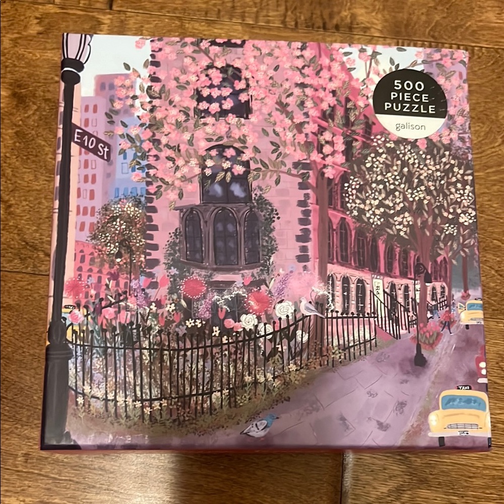 Galison 500 Piece Puzzle with Pink Floral Design